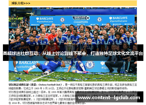 英超球迷社群互动：从线上讨论到线下聚会，打造独特足球文化交流平台